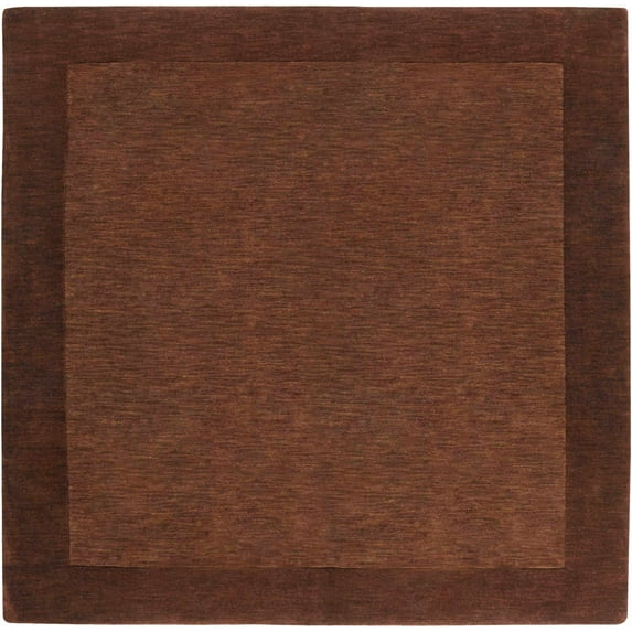 BoutiqueRugs Cord Boho Hand Tufted Wool Natural Fiber Soft Area Rug - Farmhouse Minimalist Geometric Bordered Solid Color Carpet - Dark Brown, Taupe, Tan - 9'9" Square
