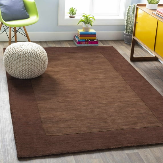 BoutiqueRugs Cord Bordered Solid Dark Brown Area Rug - Dark Brown - 18" x 18" Sample