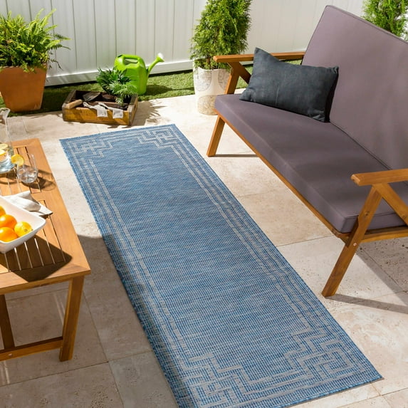 BoutiqueRugs Corlette Traditional Runner Rug - Outdoor Safe - Blue - 2'6" x 7'3" Runner