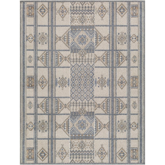 BoutiqueRugs Coryn Bohemian, Transitional Area Rug - Gray, Cream, Navy - 5'3" x 7'
