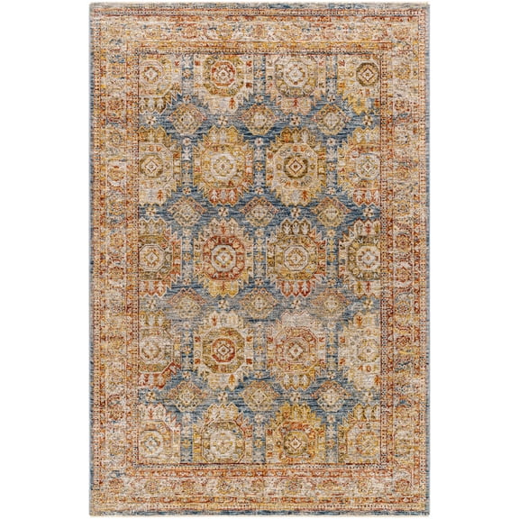 BoutiqueRugs Crescentia Traditional Area Rug - Light Sage, Tan, Dark Blue - 2'7" x 3'11"