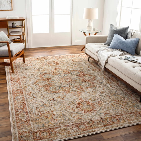 BoutiqueRugs Cress Traditional Runner Rug - Light Sage, Tan, Sage - 7'3" x 2'8" Runner