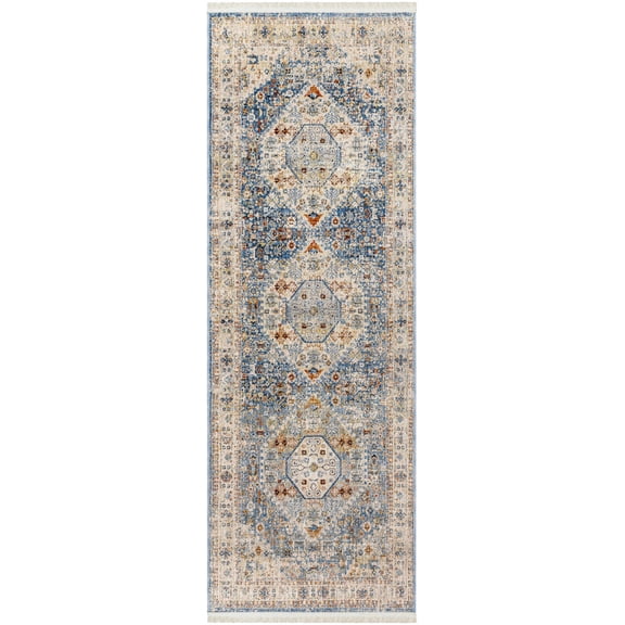 Boutique Rugs Cyndi Traditional Runner Rug - Blue, Peach, Mustard - 2'10" x 8' Runner