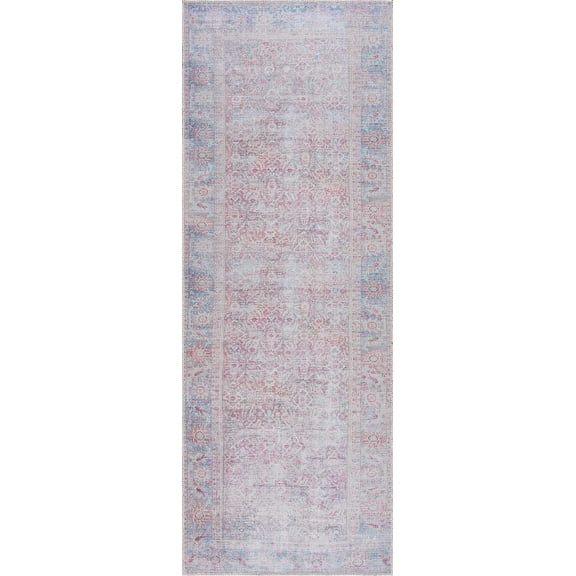 BoutiqueRugs Dare Traditional Runner Rug - Machine Washable - Light Blue, Cream, Off White - 2'7" x 7'3" Runner