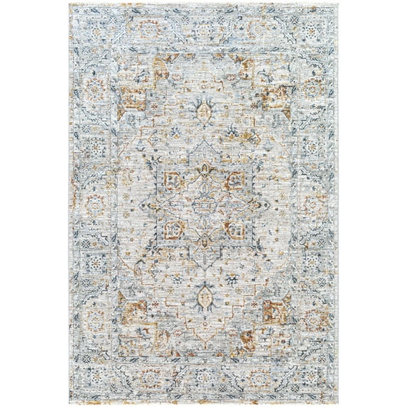 Boutique Rugs Darvel Traditional Area Rug - Teal, Medium Gray, Rust - 6'7" x 9'6"