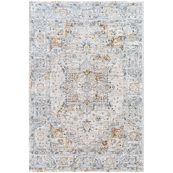 BoutiqueRugs Darvel Traditional Area Rug - Teal, Medium Gray, Rust - 6'7" x 9'6"