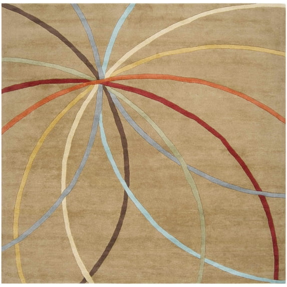 BoutiqueRugs Davison Contemporary Area Rug - Mustard, Dark Brown, Dusty Coral - 8' Square