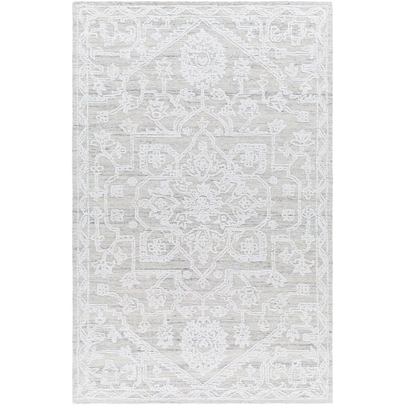 BoutiqueRugs Derya Traditional Area Rug - White, Beige, Charcoal - 5' x 7'6"