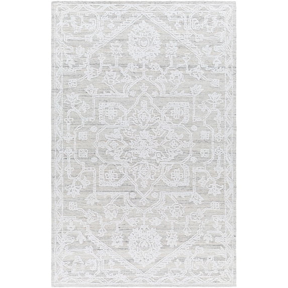 BoutiqueRugs Derya Traditional Area Rug - White, Beige, Charcoal - 8' x 10'