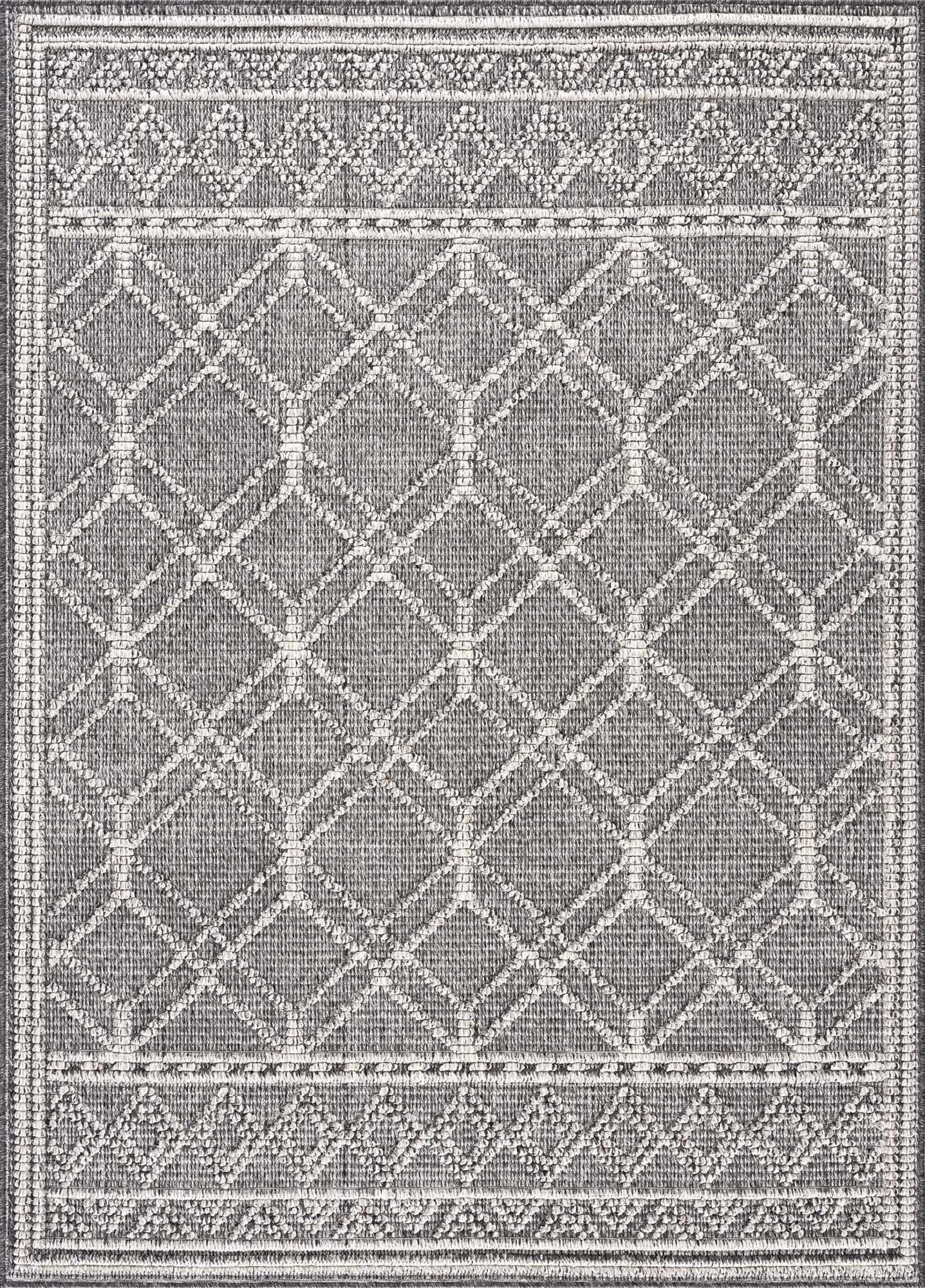 BoutiqueRugs Diah Farmhouse Area Rug - Outdoor Safe - Black, Beige - 2' x 3'