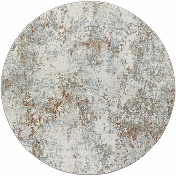 BoutiqueRugs Dinos Contemporary Area Rug - Natural Gray, Nutmeg, Neutral - 6'7" Round