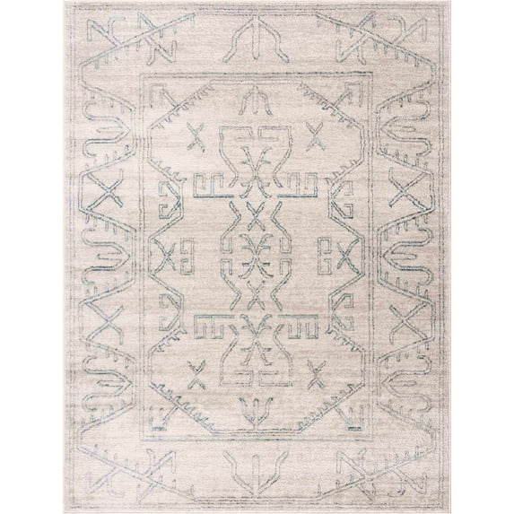 BoutiqueRugs Divya Farmhouse Area Rug - Cream, Medium Gray - 2' x 3'