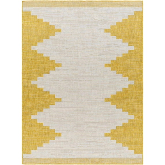 BoutiqueRugs Djugun Farmhouse Area Rug - Outdoor Safe - Bone, Metallic Gold, Gemstone - 5'3" x 7'7"