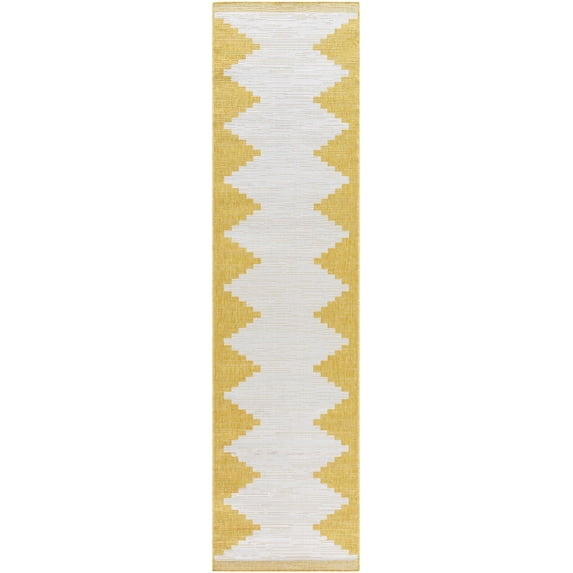 BoutiqueRugs Djugun Farmhouse Runner Rug - Outdoor Safe - Bone, Metallic Gold, Gemstone - 2'7" x 12' Runner