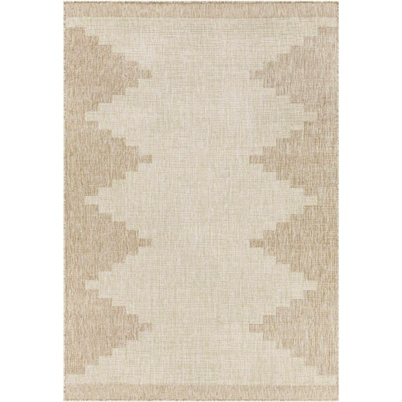 BoutiqueRugs Djugun Moroccan Geometric Area Rug - Outdoor Safe - Performance Carpet for Porch, Patio, Entryway - High Traffic - Beige, Cream, Tan, Brown - 2' x 2'11" (2x3 Small Area Rug)