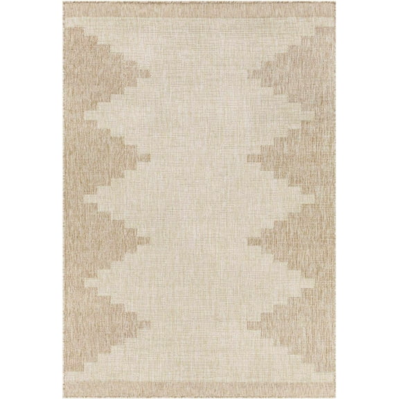 BoutiqueRugs Djugun Moroccan Geometric Area Rug - Outdoor Safe - Performance Carpet for Porch, Patio, Entryway - High Traffic - Beige, Cream, Tan, Brown - 2' x 2'11" (2x3 Small Area Rug)