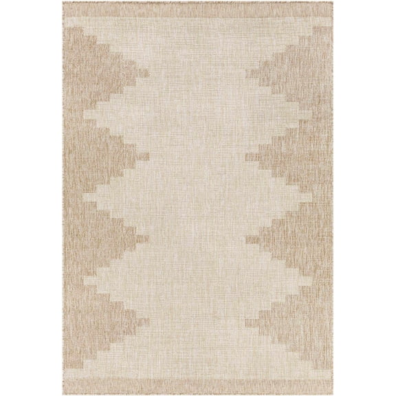 BoutiqueRugs Djugun Moroccan Geometric Area Rug - Outdoor Safe - Performance and High Traffic Carpet for Porch, Patio, Living Room- Beige, Cream, Tan, Brown- 7'10" x 10'2" (8x10)