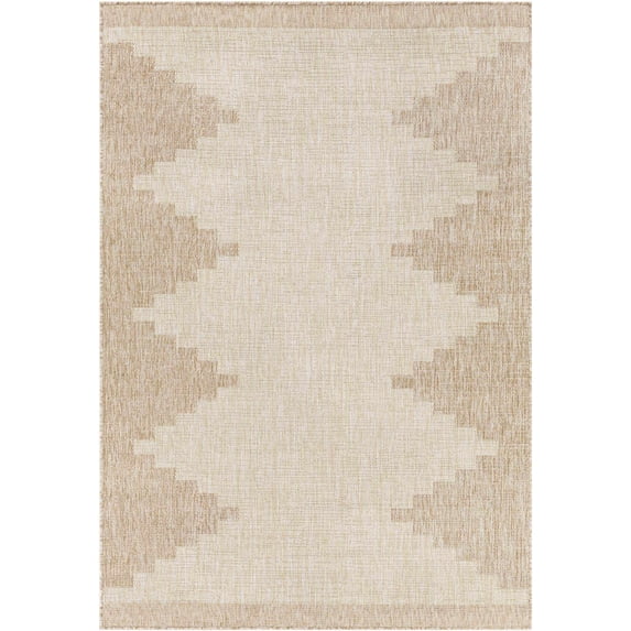 BoutiqueRugs Djugun Moroccan Geometric Large Area Rug - Outdoor Safe - Performance and High Traffic Carpet for Patio, Living Room- Beige, Cream, Tan, Brown - 8'10" x 12' (9x12)