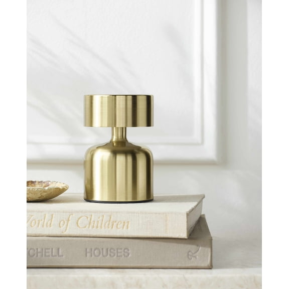 Boutique Rugs Domdidier Contemporary Iron Bedside Table Lamp for Bedroom Nightstand - Modern End Side Lighting for Living Room - Gold - 6" H