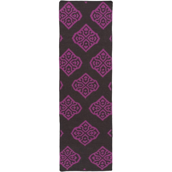 BoutiqueRugs Doran Contemporary Runner Rug - Medium Purple, Dark Brown - 2'6" x 8' Runner