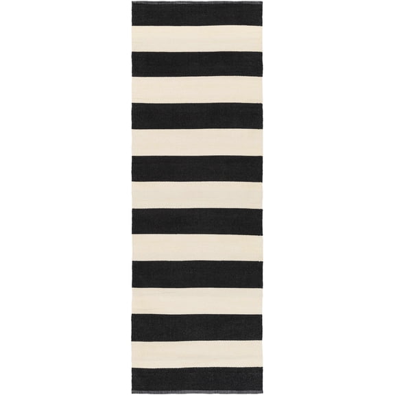 BoutiqueRugs Douds Contemporary Runner Rug - Black, Cream - 2'6" x 8' Runner