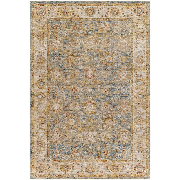 BoutiqueRugs Duong Traditional Area Rug - Tan, Light Sage, Dark Blue - 2'7" x 3'11"