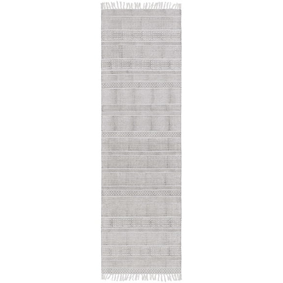 BoutiqueRugs Durbin Bohemian/Global Runner Rug - Charcoal, Off White - 2'6" x 8' Runner