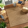 thumbnail image 1 of BoutiqueRugs Dyami Geometric Bordered Area Rug - Modern Minimalist Solid Color Carpet for Living Room, Patio, Terrace - Outdoor Safe - Beige, Cream - 18" x 18" Sample, 1 of 10