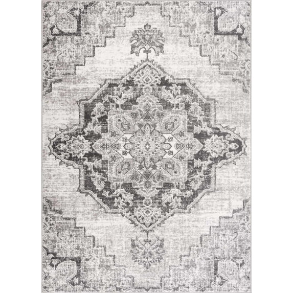 BoutiqueRugs Elani Farmhouse Area Rug - Cream, Light Gray - 5'3" x 7'3"