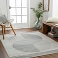 thumbnail image 1 of BoutiqueRugs Elvi Contemporary Bohemian Geometric Area Area Rug - Cream, Charcoal, Light Slate - 6'7" Round, 1 of 11