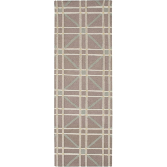 BoutiqueRugs Emden Contemporary Runner Rug - Mustard, Ice Blue, Gray - 2'6" x 8' Runner