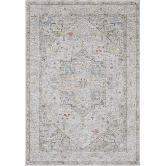 Boutique Rugs Engin Traditional Area Rug - Taupe, Dark Brown, Medium Gray - 6'7" Round