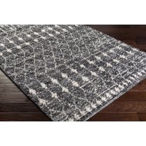 BoutiqueRugs Erina Recycled Area Rug - Black, Charcoal, MediumGray - 18" x 18" Sample