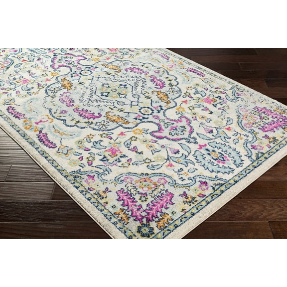 BoutiqueRugs Errol Traditional Area Rug - Pink, Aqua, Light Slate - 5'3" x 7'3"