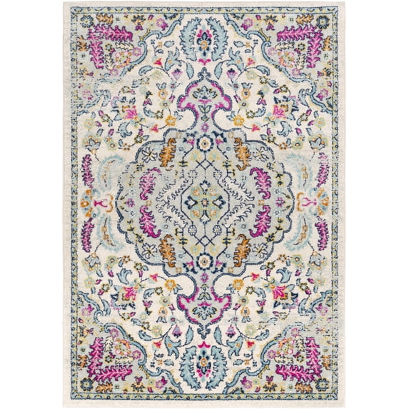 BoutiqueRugs Errol Traditional Area Rug - Pink, Aqua, Light Slate - 7'10" x 10'2"