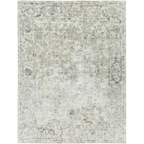 BoutiqueRugs Esila Traditional Area Rug - Light Gray, Dark Gray, Neutral - 18" x 18" Sample