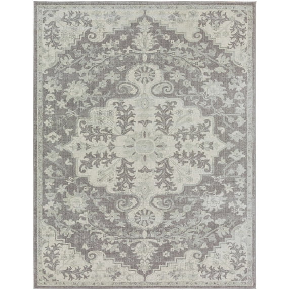 BoutiqueRugs Everglades Oriental Medallion Oversized Area Rug - Farmhouse Traditional Floral Carpet for Living Room - Sage, Cream, Gray - 8'10" x 12'6" (9x12 Area Rug)