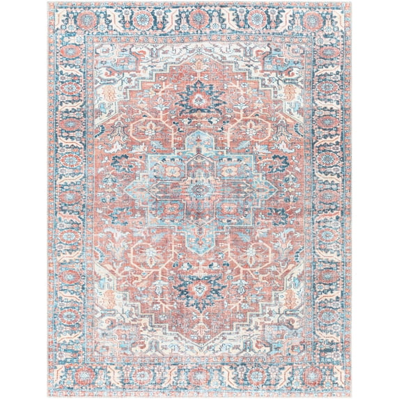 BoutiqueRugs Evony Boho Vintage Oversized Area Rug - Traditional Damask Floral Carpet for Living Room, Bedroom - Machine Washable - Dark Pink, Dusty Coral, Dusty Pink - 8'10" x 12' (9x12)