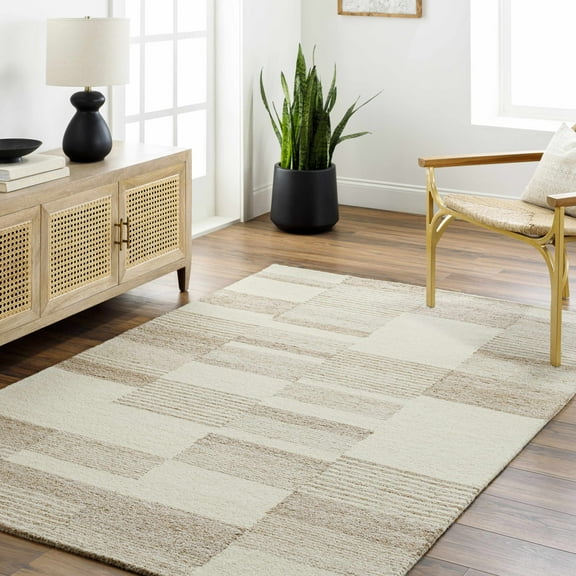 BoutiqueRugs Eyad Contemporary Area Rug - Bone, Multi Brown, Driftwood - 18" x 18" Sample