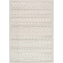 BoutiqueRugs Fadey High Low Washable Area Rug - Machine Washable - White, Off White - 2' x 2'10"