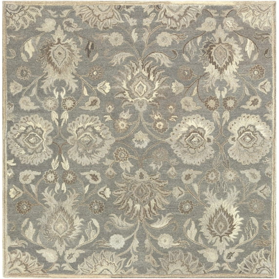 BoutiqueRugs Fanrock Traditional Area Rug - Olive, Ivory, Dark Red - 6' Square