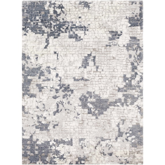 BoutiqueRugs Fence Contemporary Area Rug - Denim, Pale Blue, Light Gray - 6'7" x 9'6"