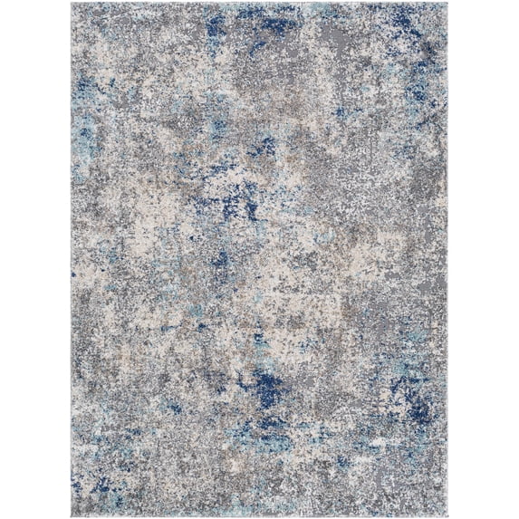 BoutiqueRugs Findochty Contemporary Area Rug - Aqua, Navy, Medium Brown - 5'3" x 7'3"