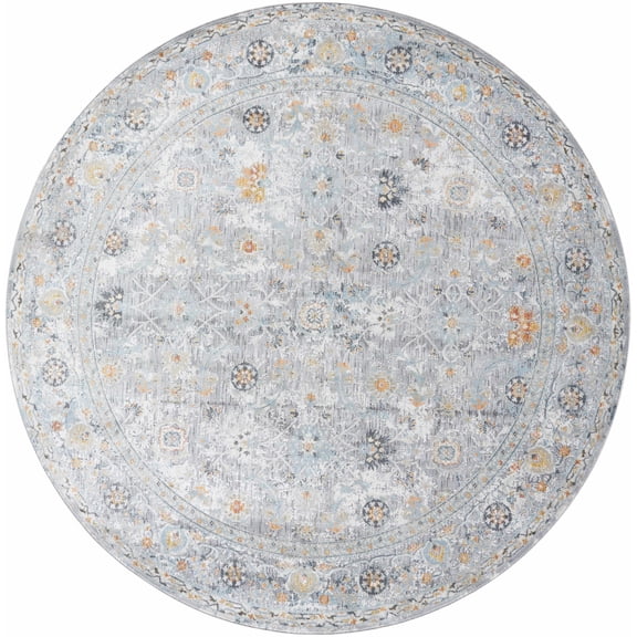 BoutiqueRugs Finn Traditional Area Rug - Silver, Nutmeg, Cloud Gray - 5'3" Round