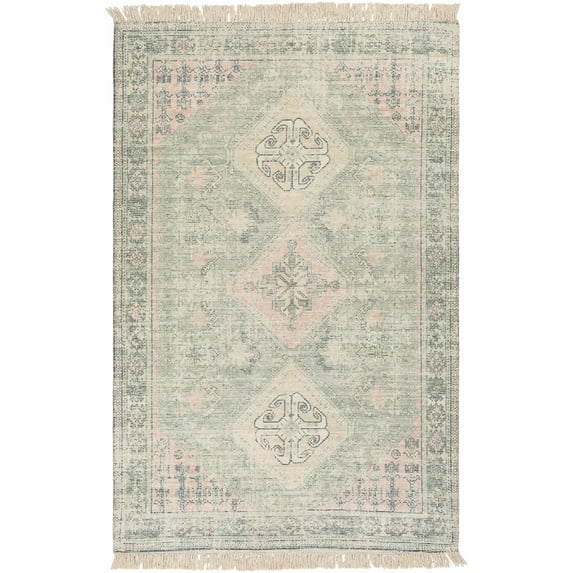 BoutiqueRugs Foraker Cotton with Tassels Area Rug - Sage, Green, Olive - 2'3" x 4'