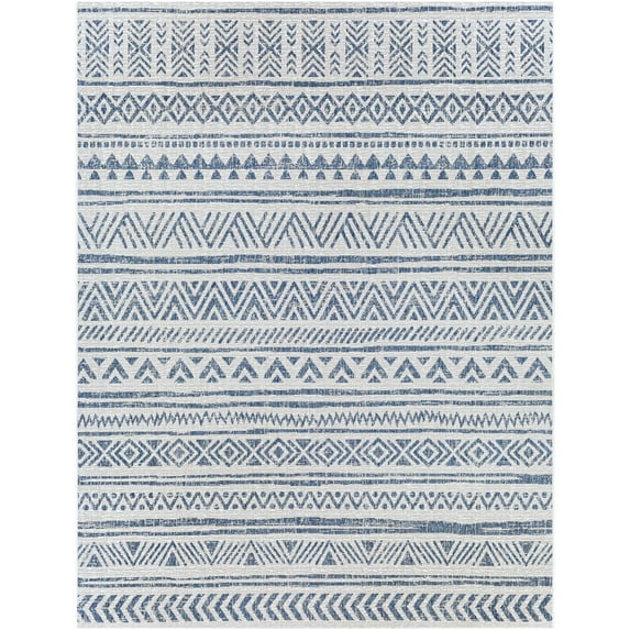 BoutiqueRugs Forfar Moroccan Geometric Area Rug - Southwestern Trellis Carpet for Living Room, Patio, Terrace - Outdoor Safe - Aqua, Blue, Gray - 7'10" x 10'2" (8x10)
