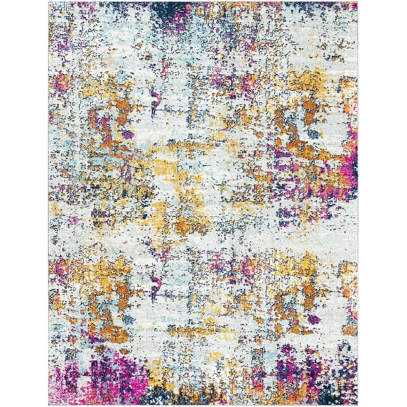 BoutiqueRugs Fowlmere Contemporary Area Rug - Gray, Off White, Mustard - 5'3" x 7'3"