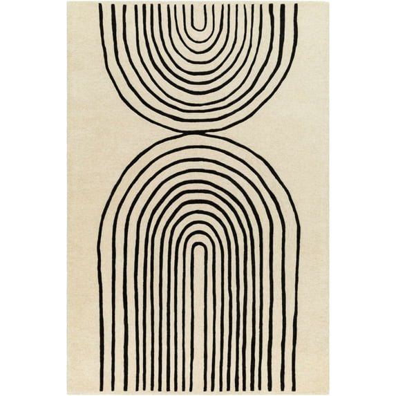BoutiqueRugs Fuat Contemporary Area Rug - Bone, Onyx Black, Gray - 8' x 10'