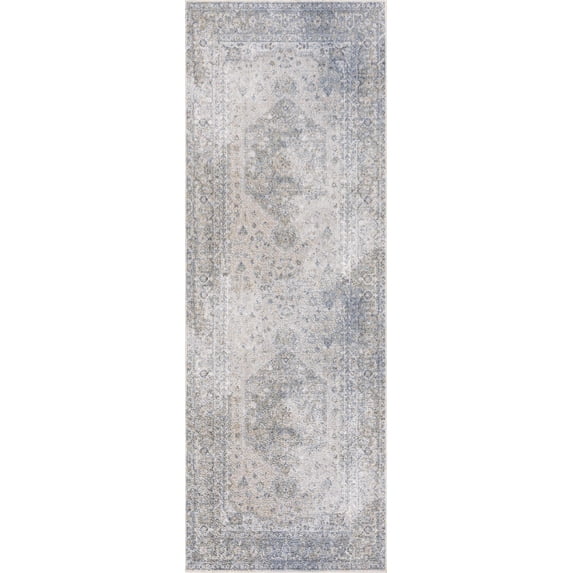 BoutiqueRugs Gael Farmhouse Runner Rug - Machine Washable - Blue, Mustard, Olive - 2'7" x 10' Runner