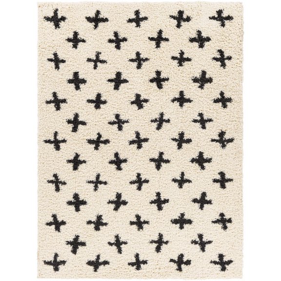 BoutiqueRugs Gambo Bohemian, Transitional Area Rug - Black, Cream - 7'10" x 10'